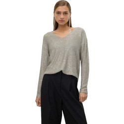 Vero Moda Γυναικεία Πλεκτή Μπλούζα με V Λαιμόκοψη Ασημί 10318223