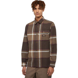 Dickies Ανδρικό Πουκάμισο Βαμβακερό Καρό Μακρυμάνικο Κανονική Γραμμή Καφέ DK0A4XGU0DB1