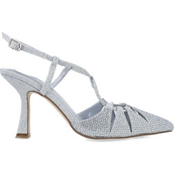 Menbur Γόβες Slingback με Τακούνι Στιλέτο με Στρας Ασημί 24831