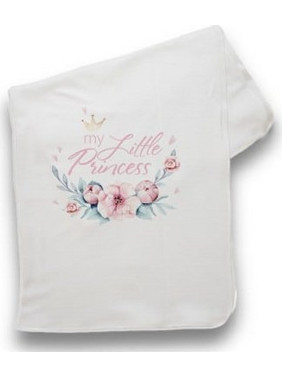 Bonjour Bebe Flower Little Princess Πάνα Αγκαλιάς Πικέ Λευκή 75x75cm