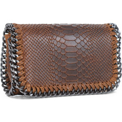 Passaggio Leather Γυναικείο Τσαντάκι Χιαστί Δερμάτινο Καφέ με Αλυσίδα 5807-KR-27