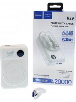 Takemore R29 Power Bank 20000mAh 66W με Θύρα USB-A & Θύρα USB-C White