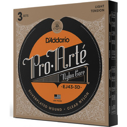 D'Addario EJ43 Pro-Arte 3-Pack Σετ 6 Χορδές Κλασικής Κιθάρας Nylon 28-45" Light Tension