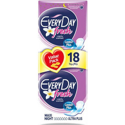 EveryDay Fresh Maxi Night Ultra Plus Σερβιέτες με Φτερά για Αυξημένη Ροή 7 Σταγόνες 18τμχ
