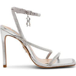 Steve Madden Brittina Γυναικεία Πέδιλα Ασημί με Λεπτό Ψηλό Τακούνι και Στρας SM11003705-751