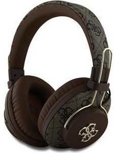 Guess PU Leather 4G Tone On Script Ασύρματα Bluetooth Ακουστικά On Ear Καφέ
