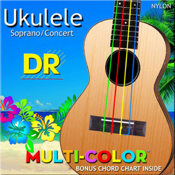 DR Strings Moonbeams Multi-Color Soprano/Concert Σετ 4 Χορδές Ukelele Nylon 21" 1/4