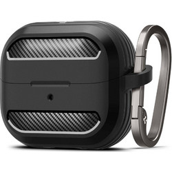 Spigen Rugged Armor Θήκη Σιλικόνης με Γάντζο για Samsung Galaxy Buds 3 / 3 Pro Μαύρη