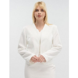 Fibes Fashion Γυναικείο Σακάκι Κοντό Λινό Λευκό 01-6012N