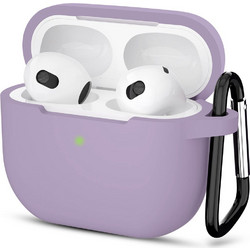 Techsuit Smooth Ultrathin Θήκη Σιλικόνης με Γάντζο για Apple AirPods 3 Μωβ