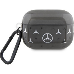 Mercedes-Benz Large Star Pattern Θήκη Σιλικόνης με Γάντζο για Apple AirPods Pro 2 Μαύρη