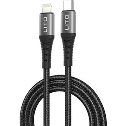 Lito LD08 Braided USB-C to Lightning Cable 1m Black 5949419284210