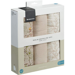KikkaBoo Secret Garden Πάνες Αγκαλιάς από Μουσελίνα Μπεζ 100x100cm 3τμχ