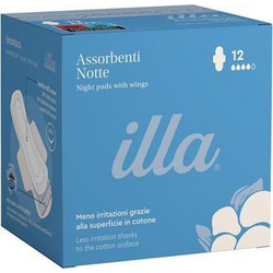 Illa Care Night Σερβιέτες με Φτερά για Αυξημένη Ροή 4 Σταγόνες από Βαμβάκι 12τμχ