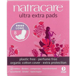 Natracare Ultra Extra Pads Long Σερβιέτες με Φτερά για Αυξημένη Ροή 5 Σταγόνες από Βαμβάκι 8τμχ