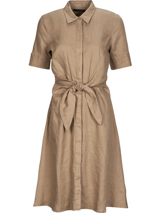 Lauren Ralph Lauren Midi Καλοκαιρινό Καθημερινό Φόρεμα Σεμιζιέ Λινό Καφέ 200905667016-260