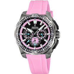 Festina Chrono Bike Diver Ανδρικό Ρολόι Χρονογράφος με Ροζ Καουτσούκ Λουράκι F20725/2