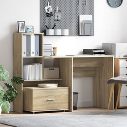 vidaXL Γραφείο Reception Ξύλινο με Βιβλιοθήκη 131.5x50x106.5cm 3337267