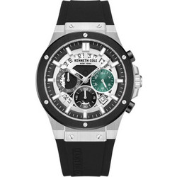 Kenneth Cole Ανδρικό Ρολόι Χρονογράφος με Μαύρο Καουτσούκ Λουράκι KCWGO0035501