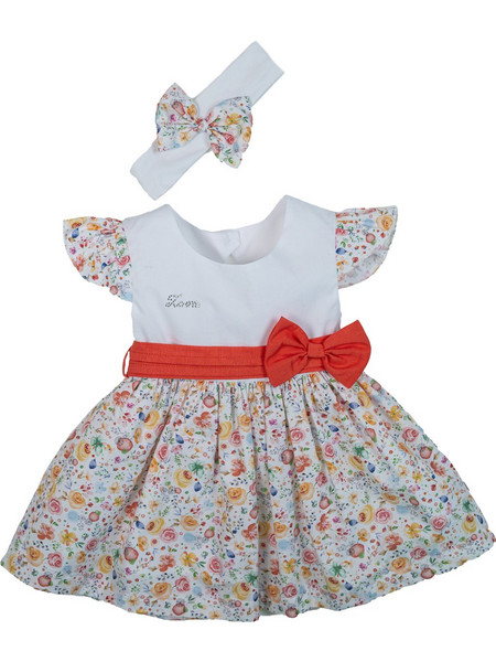 Joom Παιδικό Φόρεμα Floral Άσπρο Κόκκινο 05125631