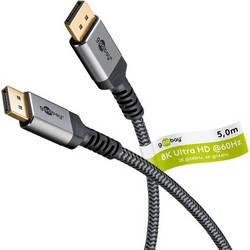 Goobay Καλώδιο DisplayPort 1.4 to DisplayPort Male Braided 5m Grey 65267