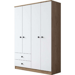 Hanah Home Τετράφυλλη Ντουλάπα Ρούχων Oak 120x42.5x170cm 893RAN4544