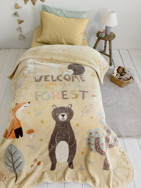 Nima Παιδική Κουβέρτα Βελουτέ Secret Forest 160x220 Μπεζ
