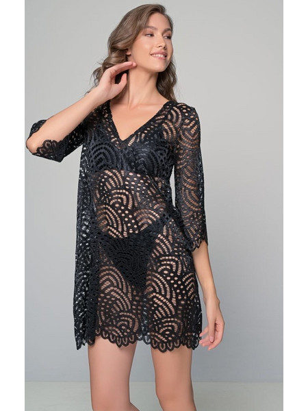 Milena By Paris Γυναικείο Καφτάνι Παραλίας Κοντό Μαύρο 40288
