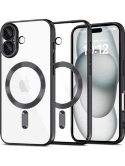 Tech-Protect Magflex Back Cover Shiny Black/Clear (iPhone 16)