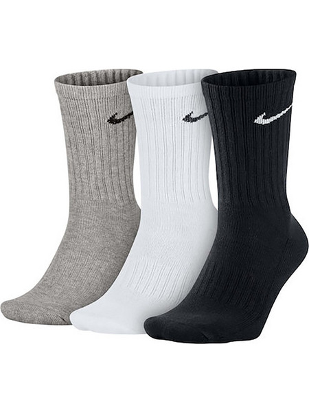 Nike Βαμβακερές Ανδρικές Κάλτσες Ψηλές Μαύρες Λευκές Γκρι 3Pack SX4508-965