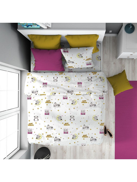 Dimcol Sweet Dreams 553 Παιδική Παπλωματοθήκη Μονή Βαμβακερή 160x240 Λευκή Ροζ
