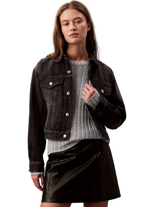 Calvin Klein Γυναικείο Μπουφάν Τζιν Κοντό Μαύρο LV047B741G-RDD