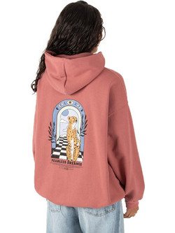 Kaotiko Fearless Dreamer Γυναικείο Φούτερ Oversized με Κουκούλα & Τσέπες Κοραλί AP008-01-M002