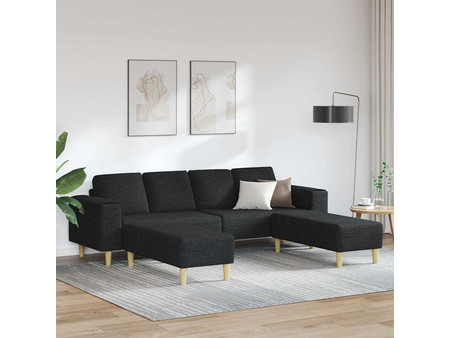 vidaXL Καναπές σε σχήμα Π Μαύρος 250x188x76cm 3335114