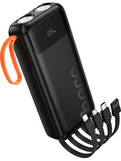 Hoco J151A Spirit Power Bank 20000mAh με Ενσωματωμένα Καλώδια USB-C Lightning & micro USB Black