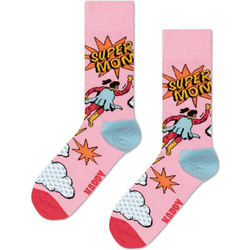 Happy Socks Flying Super Mom Βαμβακερές Γυναικείες Κάλτσες Ροζ με Σχέδια 1Pack P005317-1000