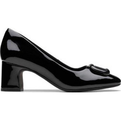 Clarks Ανατομικές Γόβες Λουστρίνι με Χοντρό Χαμηλό Τακούνι Μαύρες 26183037
