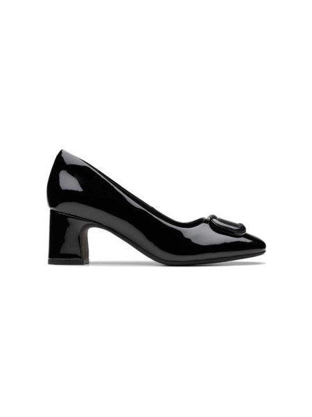 Clarks Ανατομικές Γόβες Λουστρίνι με Χοντρό Χαμηλό Τακούνι Μαύρες 26183037