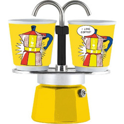 Bialetti Mini Express Set Μπρίκι Espresso 2Cups Κίτρινο