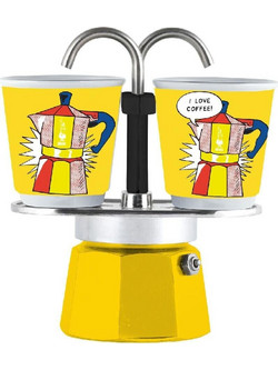 Bialetti Mini Express Set Μπρίκι Espresso 2Cups Κίτρινο