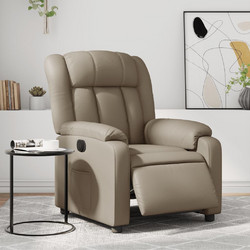 vidaXL Πολυθρόνα Relax με Υποπόδιο Ανακλινόμενη Δερματίνη Εκρού 3205256