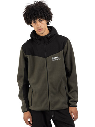 District75 Ανδρική Ζακέτα Fleece με Κουκούλα και Φερμουάρ Χακί 225MHZ-174-0X6