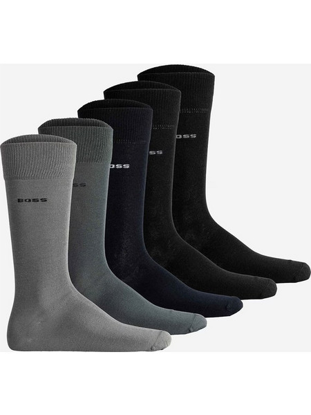 Hugo Boss Ανδρικές Κάλτσες Ψηλές Μαύρες Ανθρακί Γκρι Navy Μπλε 5Pack 50478221-969