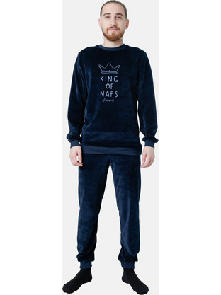 Dreams Χειμωνιάτικες Ανδρικές Πιτζάμες Βελουτέ Navy Μπλε 2578101