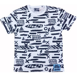 Losan Παιδικό T-Shirt Κοντομάνικο Λευκό Navy Μπλε LJBAP010325038
