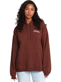 RVCA Leave Behind Γυναικείο Φούτερ Oversized με Κουκούλα & Τσέπες Καφέ AVJSF00296-CRV0