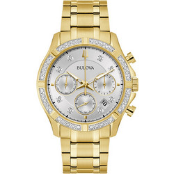 Bulova Sutton Ανδρικό Ρολόι Χρονογράφος με Χρυσό Μεταλλικό Μπρασελέ 98E113