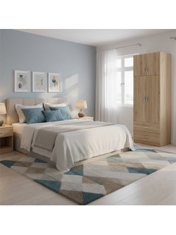Pakoworld Δίφυλλη Ντουλάπα Ρούχων με Πατάρι Oak 80x42x240cm 383-000078