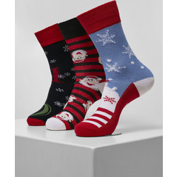 Urban Classics Santa Ho Christmas Χριστουγεννιάτικες Βαμβακερές Γυναικείες Κάλτσες Μαύρες Κόκκινες Μπλε 3Pack TB4647-01667