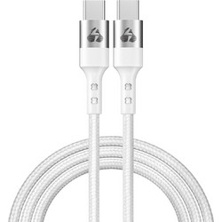 Powertech Braided USB-C to USB-C 60W 1m White PTR-0167